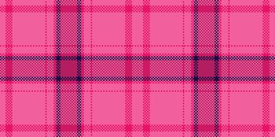 Vibrant pink plaid pattern, pixelated for a retro feel. Perfect for backgrounds, textiles, or adding a playful touch. Classic style with modern execution. vector