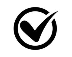 Black check mark icon inside a circle. Symbolizes approval, confirmation, success, or agreement. Clean, simple design for various purposes. vector