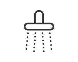 Clean line icon of a shower head with water droplets. Symbol of hygiene, relaxation, or cleansing. Ideal for app design, web elements, or representing selfcare concepts. vector