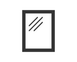 Clean minimalist icon of a reflective mirror with a simple, modern frame. Symbolizes selfreflection, perspective, and clarity. Ideal for interior design, beauty, or abstract concept visuals. vector