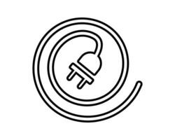 Minimalist icon of an electrical plug inside a coiled cable. Symbolizes energy, connection, or power source. Versatile for tech, energy, or electrical service themes. vector