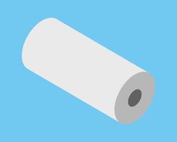 Isometric illustration of a large roll of blank paper against a light blue background. Perfect for concepts of potential, beginnings, new projects, or the manufacturing industry. vector
