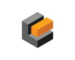Abstract isometric design. Gray and orange blocks interlock, symbolizing connection, innovation, or teamwork. Perfect for corporate branding, technology, or construction themes. vector