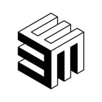 Stylish isometric cube design, perfect for branding, technology, or architecture concepts. Bold black and white lines create a modern, minimalist aesthetic, representing innovation and structure. vector