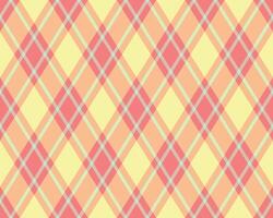 Delightful pastel plaid pattern in soft peach and lemon yellow. Perfect for backgrounds, textiles, or packaging design. Evokes feelings of spring, warmth, and gentle optimism. vector