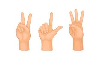 Various hand gestures set. Open hand doing counting gestures illustration vector