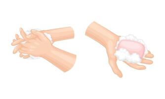 Hand Washing and Cleansing Using Soap Set vector