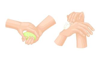 personal higiene y mano limpieza utilizando jabón y espuma conjunto vector