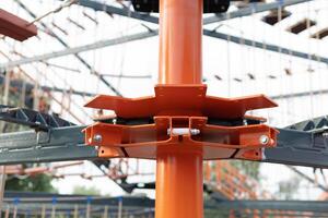 Rope Net Bridge, Climbing Swings, Climbers. Empty Wooden Playground made of Eco Materials photo