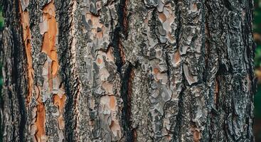 Close up tree bark texture, ideal for use in nature backgrounds, rustic design projects, eco branding, or outdoor-themed websites. photo