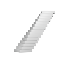 Stack of white rectangular blocks, slightly offset to create a leaning tower effect. 3D Illustration png