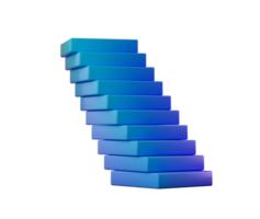 Stack of blue rectangular blocks, slightly offset to create a leaning tower effect. 3D Illustration png