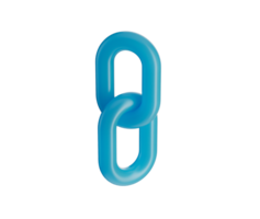 3D Blue chain link icon with a glossy finish, symbolizing connection and unity. 3d png