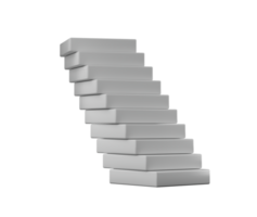 Stack of white rectangular blocks, offset to create a leaning tower effect. 3D Illustration png