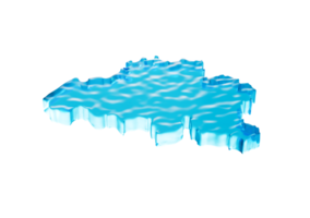 Ice Map of Belgium global warming melting glacier in deep blue water 3d illustration png