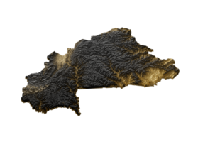 Burkina Faso Map Golden Metallic Texture Map Gold Reserves And Gold Mining Concept 3D Illustration png