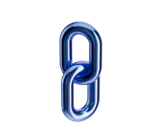 3D Metallic blue chain link with a glossy finish, symbolizing connection and unity png