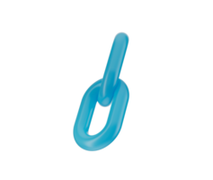 3D Blue chain link icon with a glossy finish, symbolizing connection and unity png