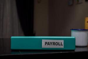 folders with the label Payroll, Business management concept photo