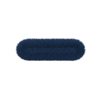 An oval shaped plush object in a navy color against a plain and featureless canvas space area on transparent background png