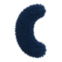A curved fuzzy shape in a blue hue against a plain setting creating a soft and textured appearance on transparent background png