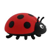 A ladybug toy with a red shell and spots isolated against a solid color simple studio shot view on transparent background png