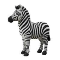 A zebra standing in a neutral pose with a striped pattern and a solid color neutral surrounding area on transparent background png