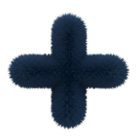 A fuzzy plus sign with a textured surface against a plain solid color space in a simple composition on transparent background png