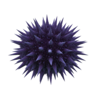 Spherical object with many pointed projections on a plain isolation providing a unique texture on transparent background png