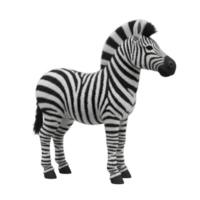 A zebra stands facing right with alternating white and stripes on a plain color isolated space on transparent background png