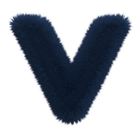 A plush letter v with a soft texture and a deep color against a plain isolated setting view on transparent background png