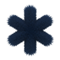Fluffy six pointed star shape with a textured surface against a plain solid color space on transparent background png