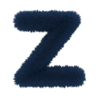 A fluffy letter z in a deep blue hue against a plain backdrop creating a soft and textured appearance on transparent background png