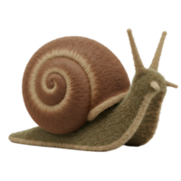 A charming snail with a swirling shell and textured body against a plain backdrop image view side on transparent background png