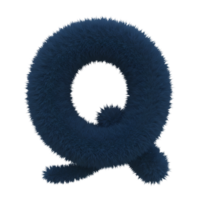 A fluffy letter q with a soft texture and a unique design against a plain isolated background viewable on transparent background png