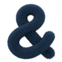 A fluffy blue ampersand symbol against a plain backdrop in a simple and clean presentation style on transparent background png