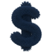 A fuzzy dollar sign in a deep blue color isolated against a plain simple background design element art on transparent background png