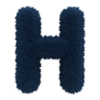 A plush textured letter h in a navy hue against a plain setting creating a soft and cozy aesthetic on transparent background png