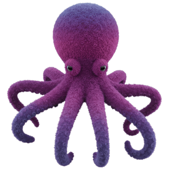 un' felpa polpo con viola e blu pendenza tentacoli su un' pianura studio stile ambientazione centrato Visualizza su trasparente sfondo png