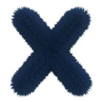 A fluffy blue x shape against a plain backdrop creating a simple yet visually striking composition on transparent background png
