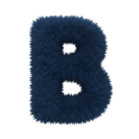 A fluffy letter b with a textured surface and white inner shapes on a transparent space around it on transparent background png