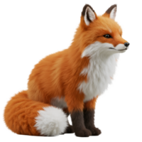 A serene fox sits peacefully with its orange fur and white chest against a simple scenery outside view on transparent background png