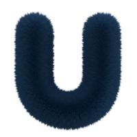 A fluffy navy letter u with a soft texture and rounded edges against a plain contrasting space on transparent background png