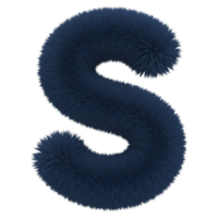 A fluffy letter s in a blue hue against a plain backdrop creating a soft and whimsical aesthetic on transparent background png