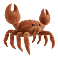 A plush crab with raised claws and multiple legs against a plain backdrop in a studio setting view on transparent background png