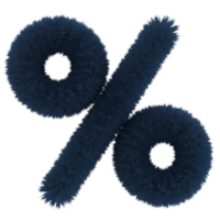 A fluffy percentage sign with a textured surface against a plain and simple backdrop space view on transparent background png