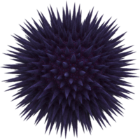A spherical object with numerous pointed projections emanating outwards on a plain background view on transparent background png