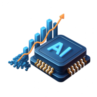 3D AI Chip Visualization with Graph Representation and Data Points png