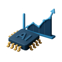 3D AI Chip Visualization with Simple Graph for Data Representation png