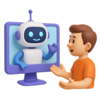 AI and Human Interaction on a Screen with Simple Design Concepts png
